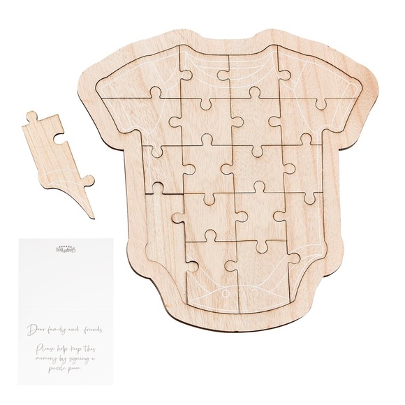 Wooden onesie puzzle baby shower guest book - Picture 2 of 3